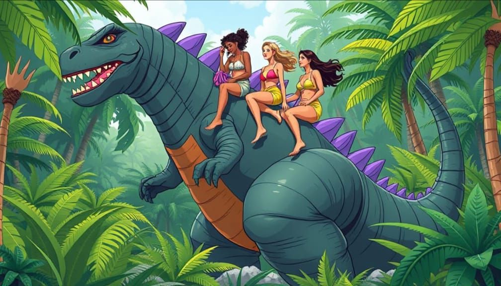 Giant Inflatable Monster Surfs Tropical Jungle