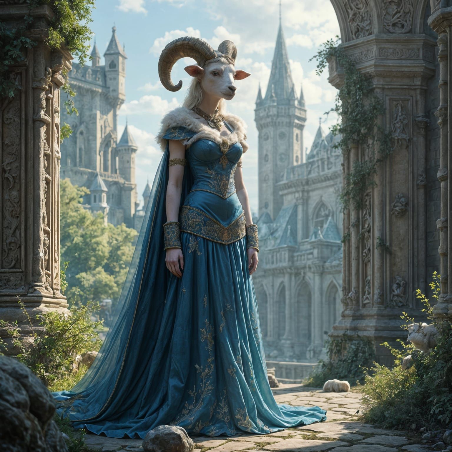 Lamb Noblewoman in High Fantasy Castle