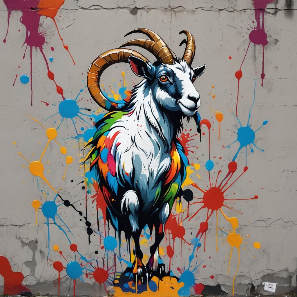 Goat Parrot's Colorful Urban Mural