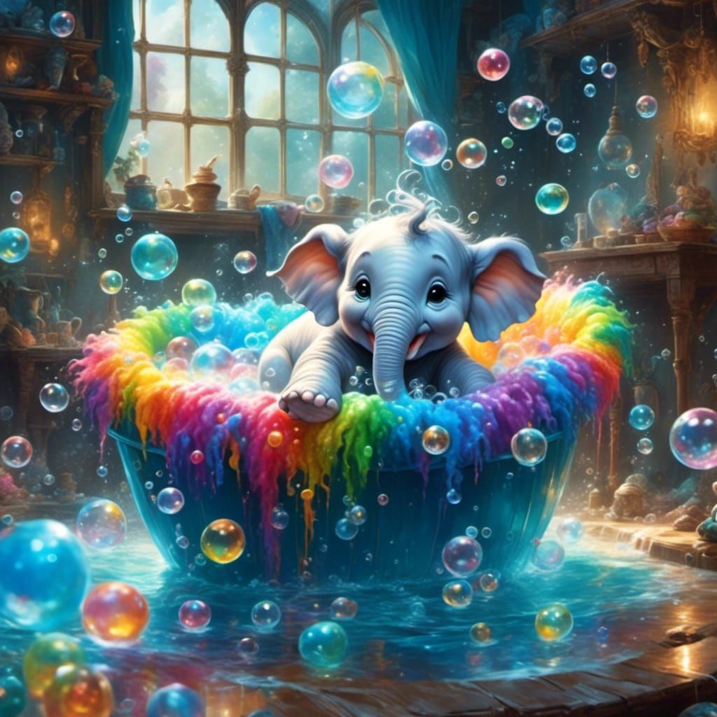 baby  elephant joue dans son bain