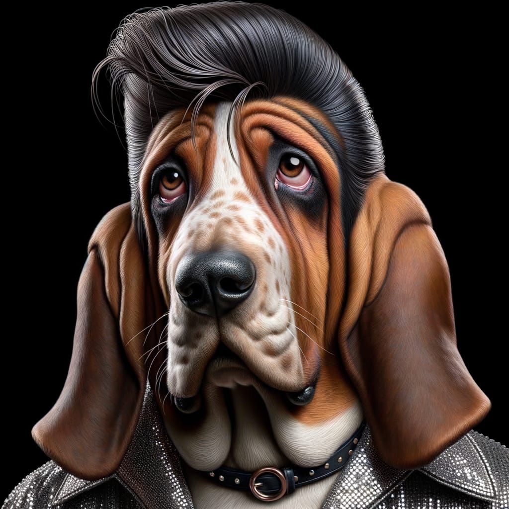 Basset Hound Rock Star Sings 1950s Hit Song