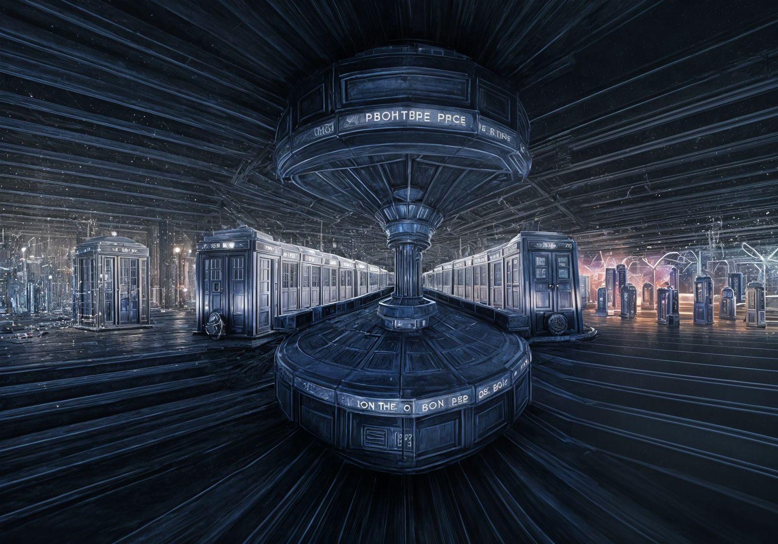 Time-Traveling Blue Police Box in a Museum Setting