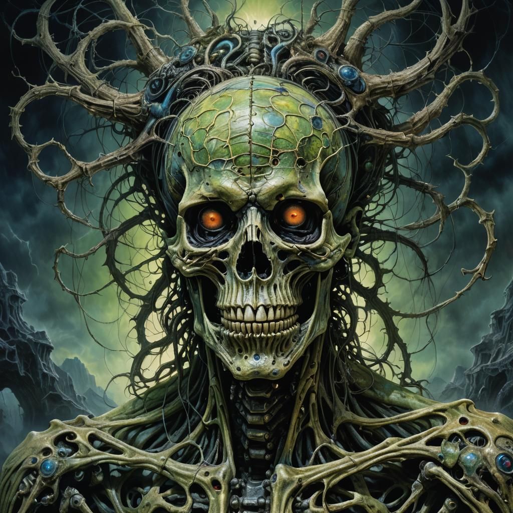 Detailed Demon Zombie Skeleton in Dark Fantasy Art