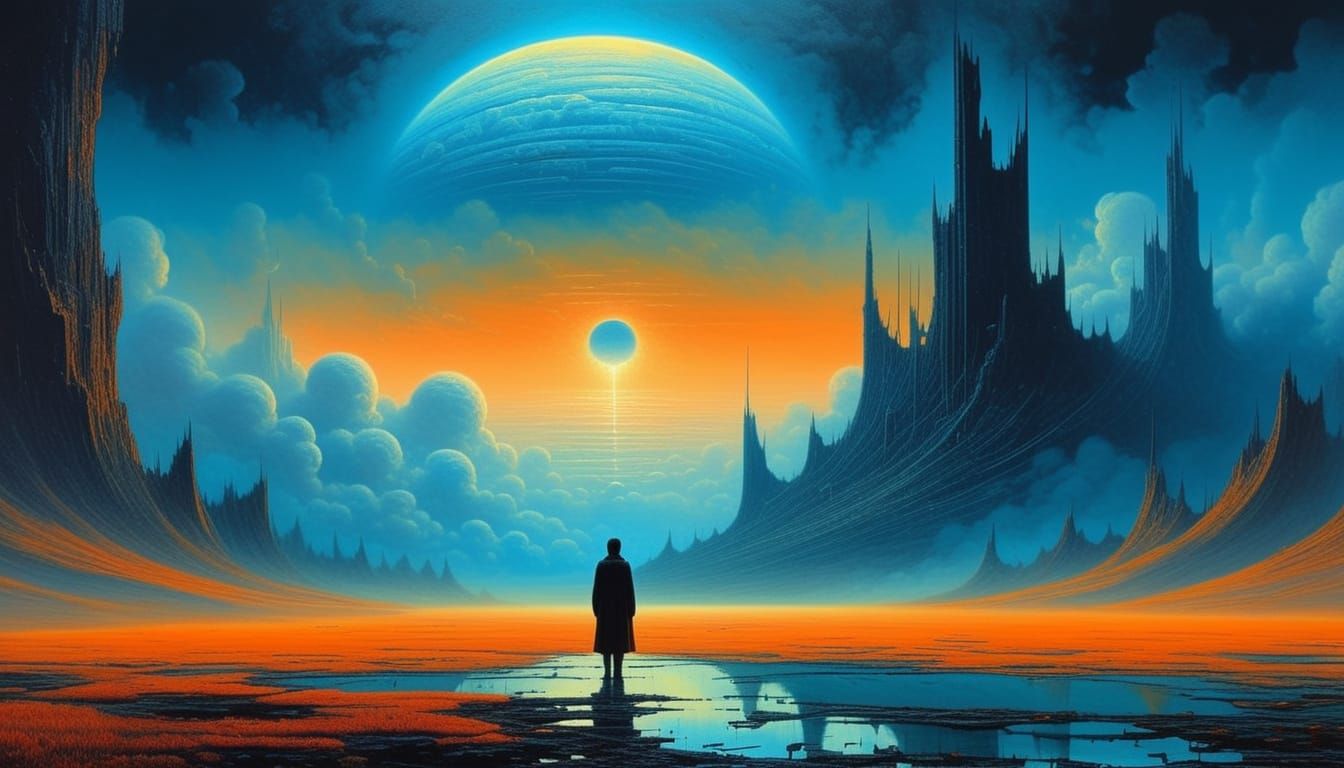 Surreal Dreamscape Painting in Beksiński Style