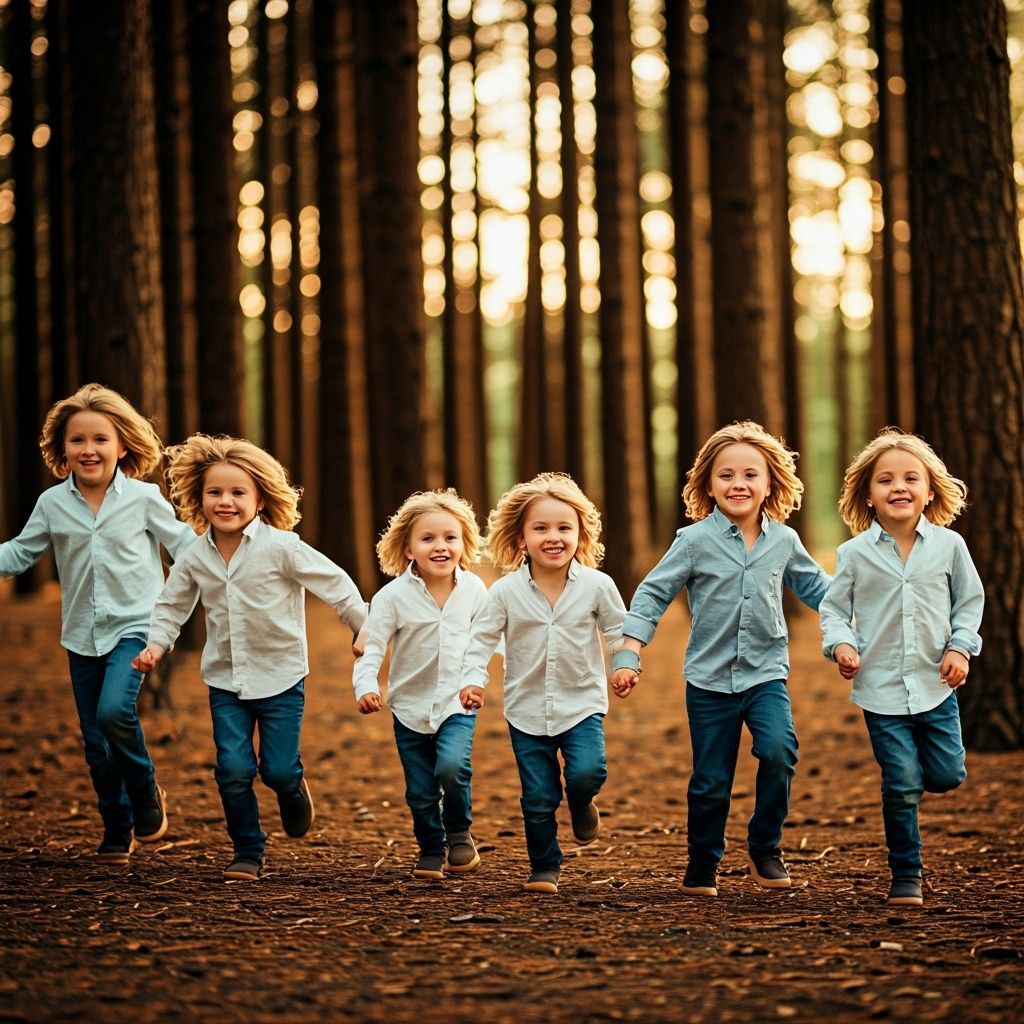 Boys Running Through Forest at Twilight: Dreamy Photography