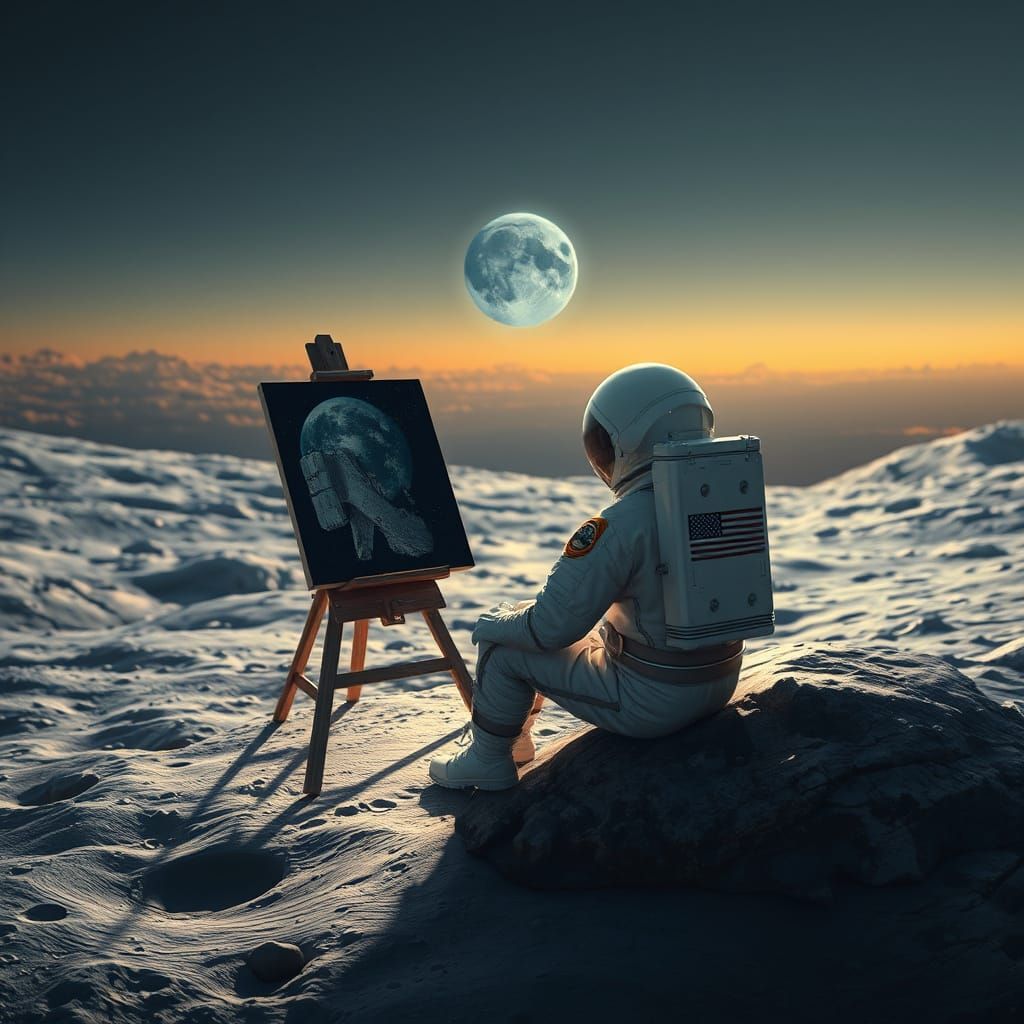 Astronaut Creates Masterpiece on Lunar Surface