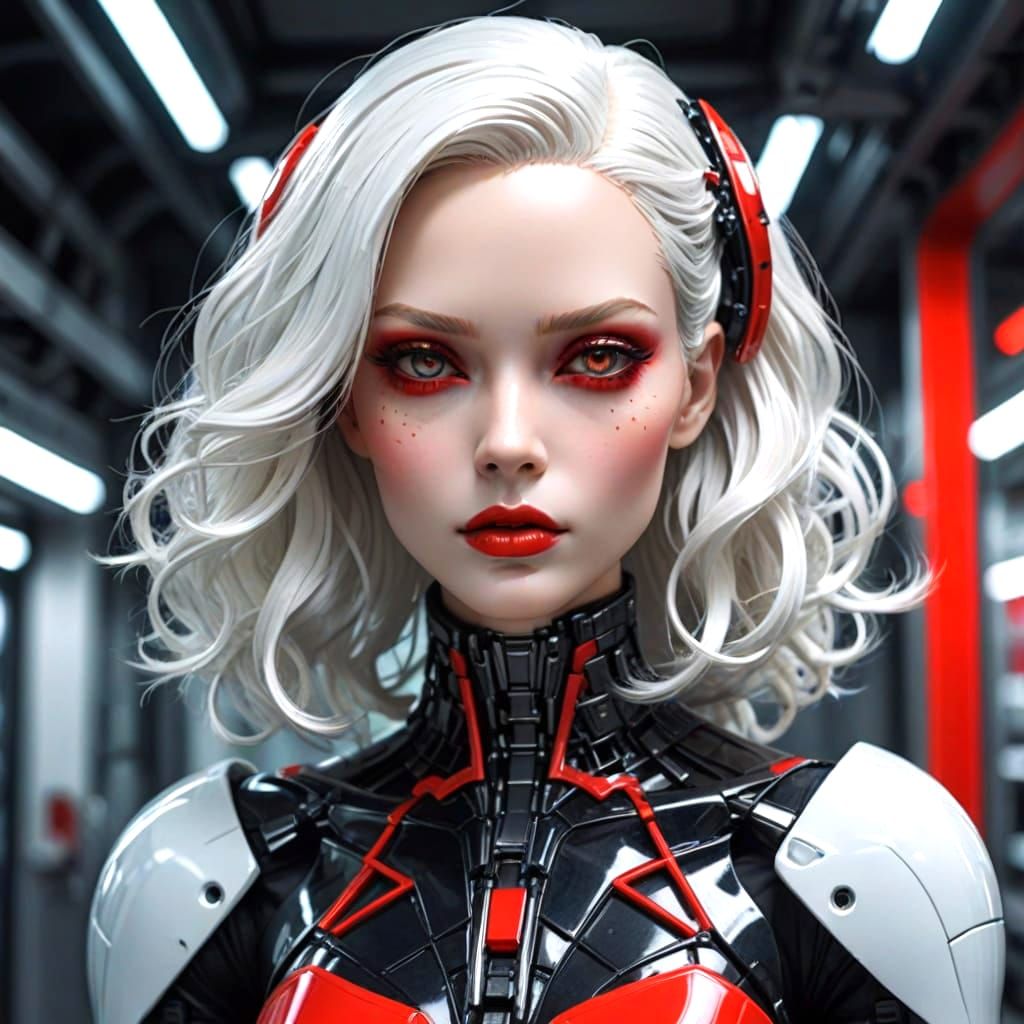Doll in Futuristic Attire with Bright, Vivid Colors
