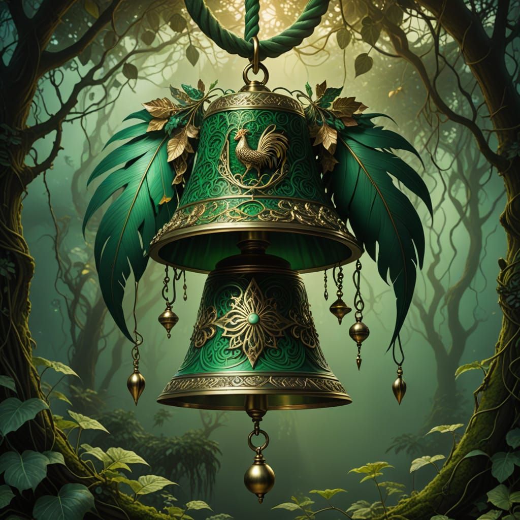 Surreal Bell with Sigils in Abstract Fractal Style