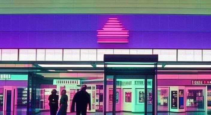 Vaporwave Mall Scene with VHS Filter