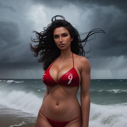 Stormy Beach: Lifeguard Portrait in Evening Light