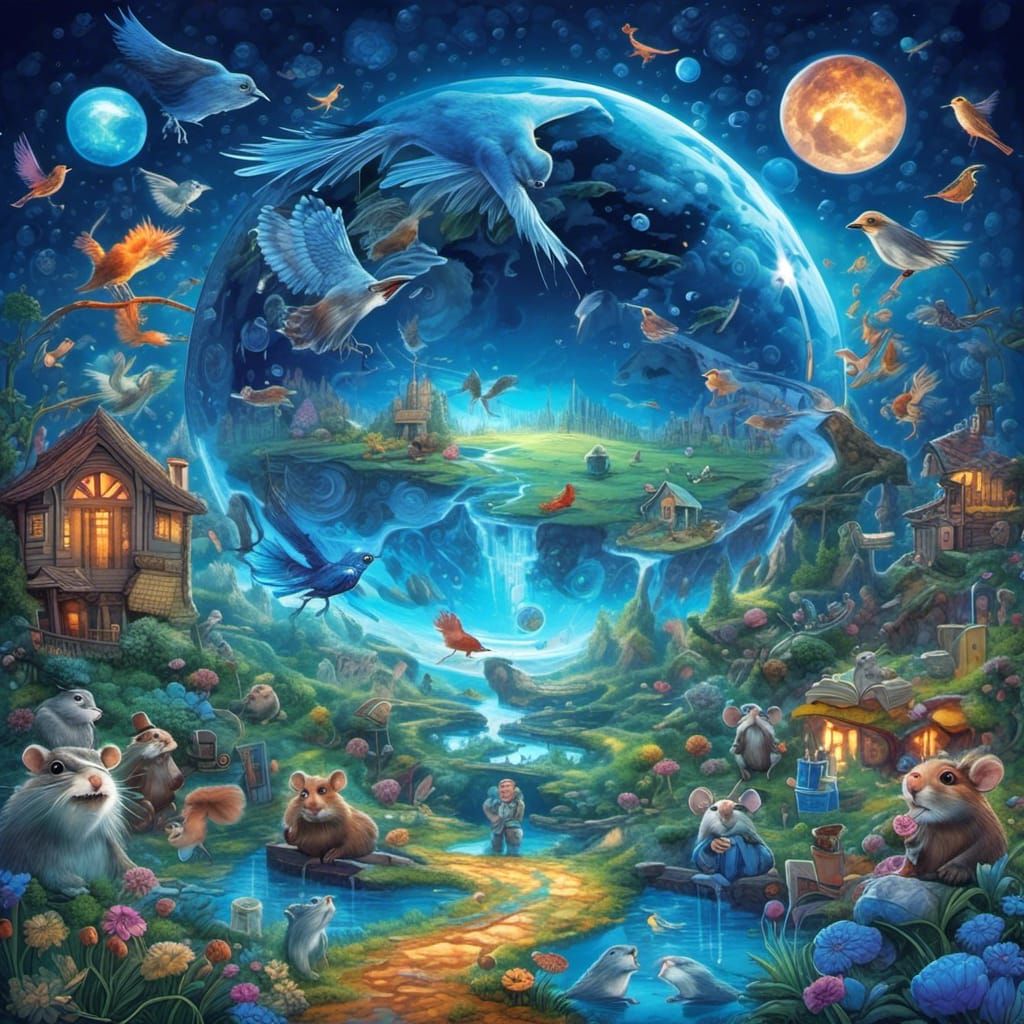 Surreal Lawn Sprinkler Reflecting Crystal Ball Earth