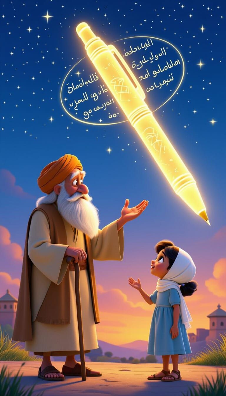 Grandfather Explains Celestial Script: Disney Pixar Style