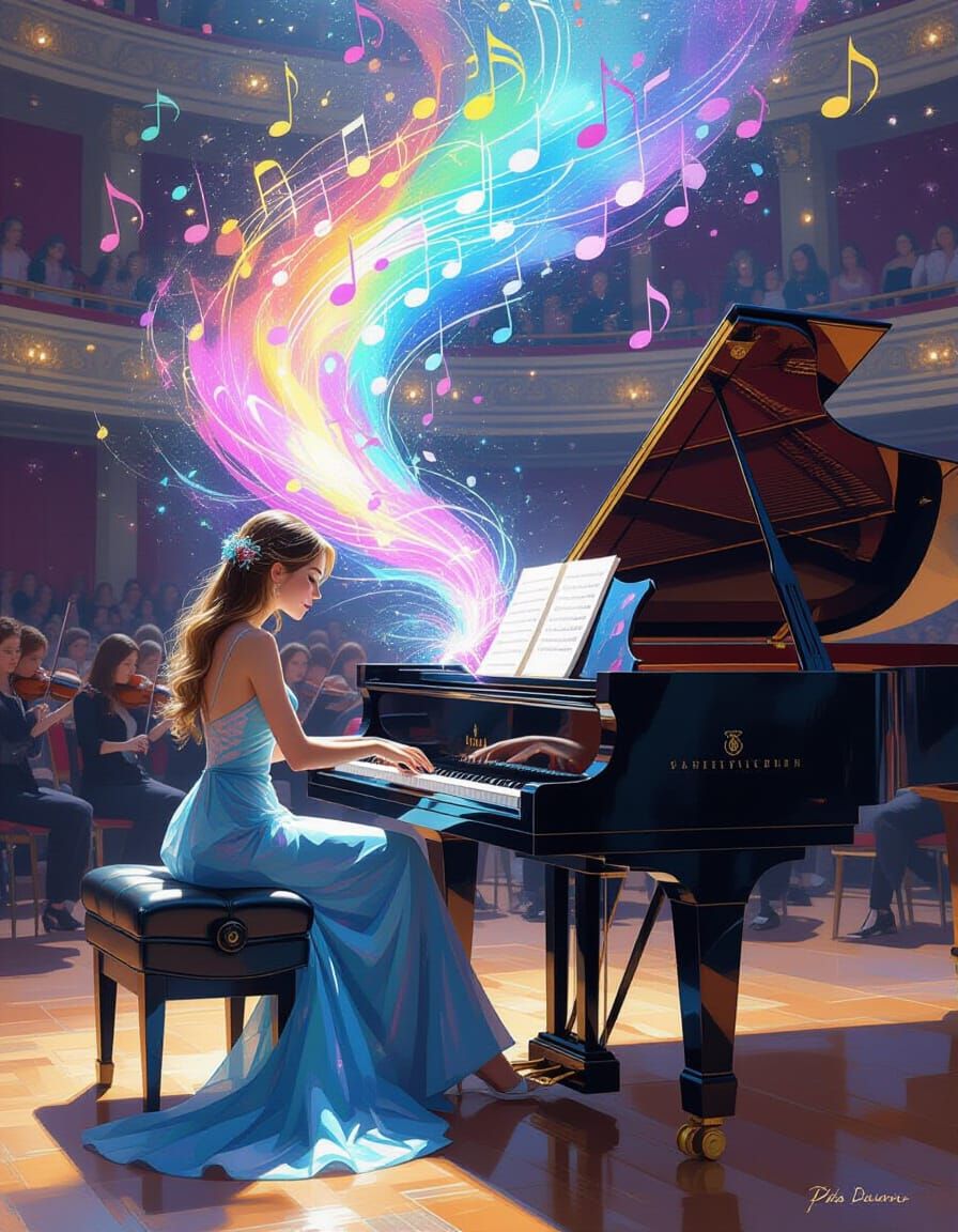 Magical Pianist Creates Colorful Music Notes in Concert Hall