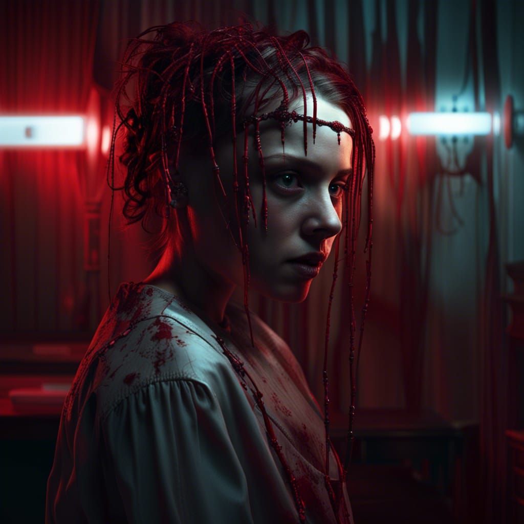 Skinned Woman in Creepy Victorian Hospital Room