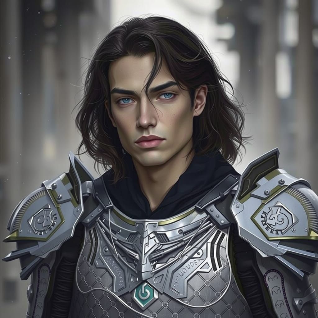 Contemplative Figure in Futuristic Landscape