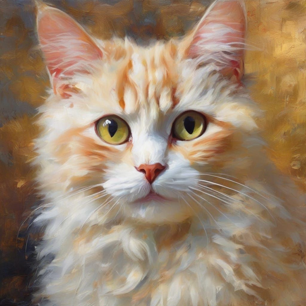 Surreal Angel of Curiosity with Whiskers Shimmering in Warm ...