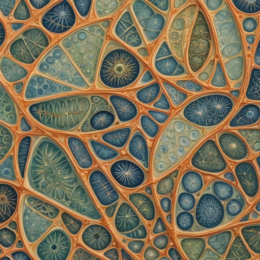 Diatom Close-up in Impressionist Gouache Style