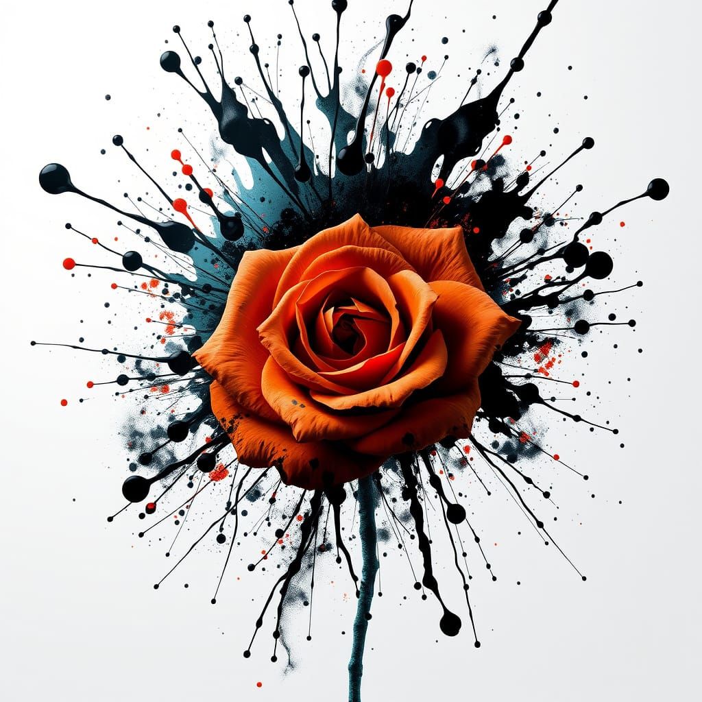Abstract Rose Inkblot in Dynamic Lighting
