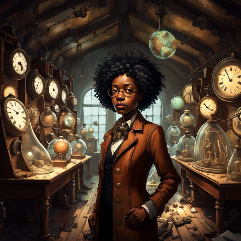Steampunk Professor in Attic Laboratory