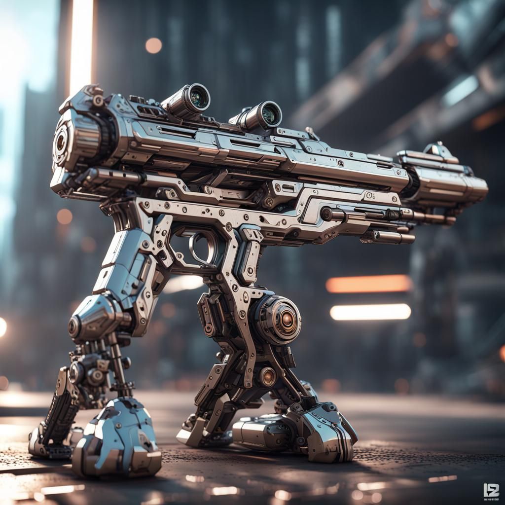 Futuristic Sci-Fi Gun with Intricate Mech Details