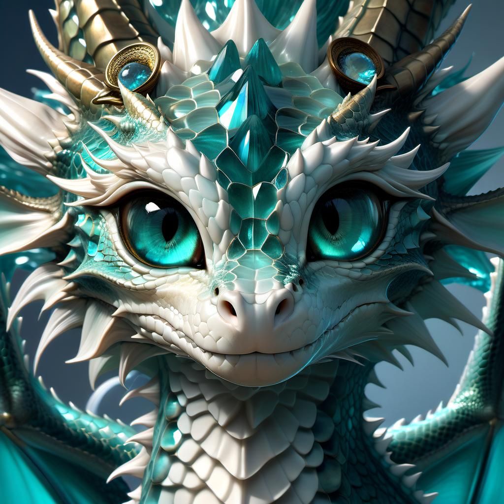 Aquamarine Dragon Portrait: Anime Style