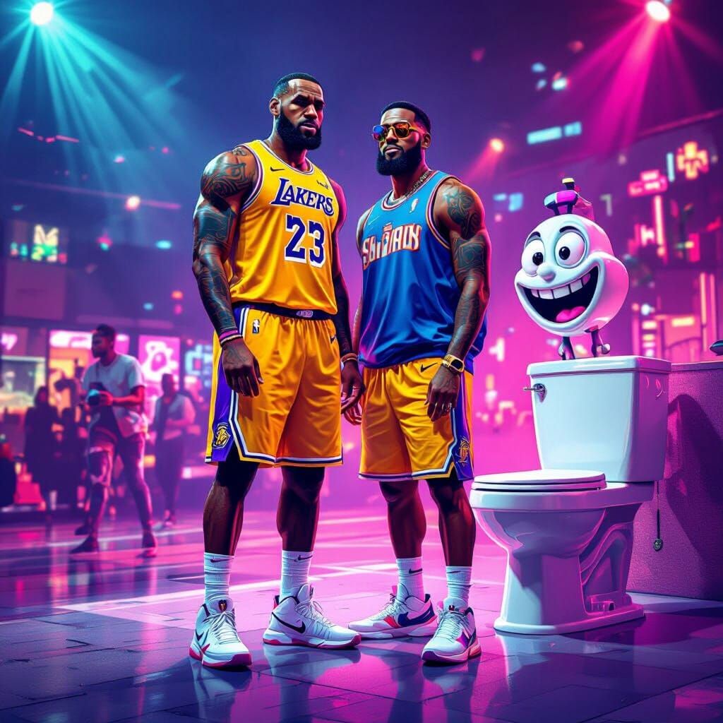 LeBron James with MrBeast & Skibidi Toilet