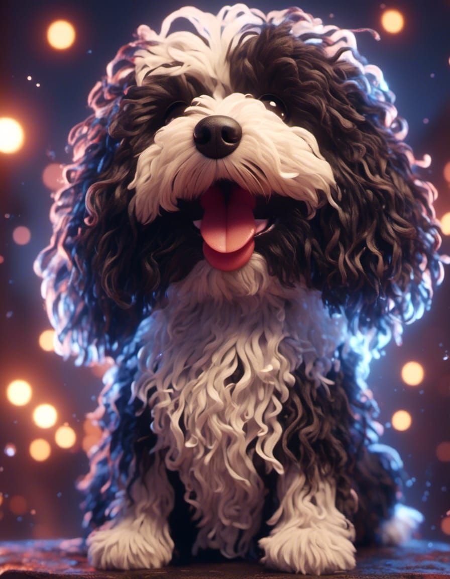 Cute Anime Puli Dog Cel-Shaded Art