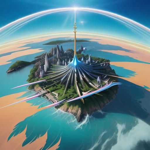 Aeroplanes Soar Over Water Village in Anime Style