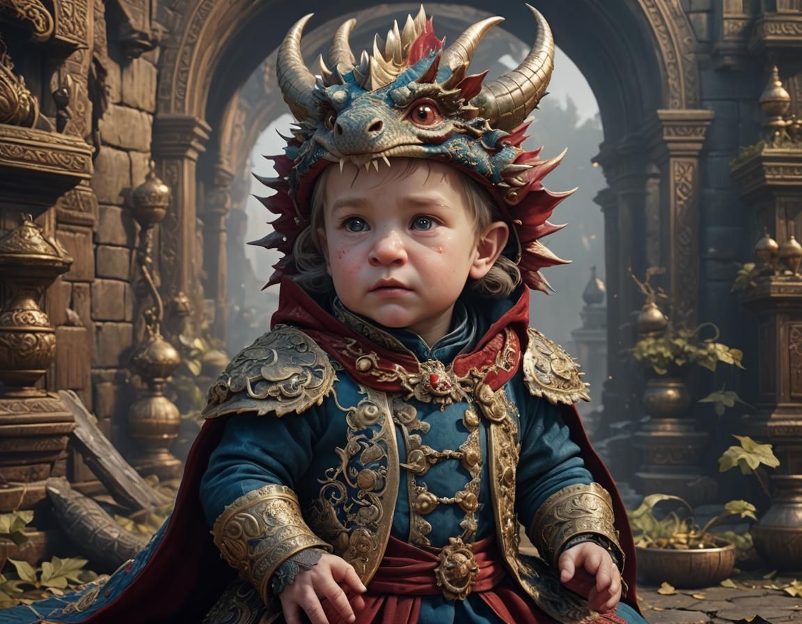 Hyperrealistic Baby Dragon in Old Russian Style