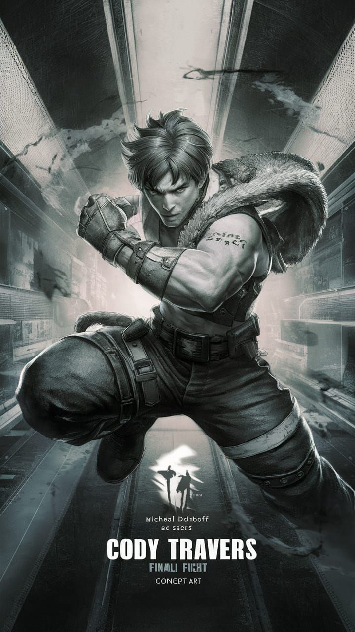 Cody Travers Pencil Sketch in Gritty Urban Scene