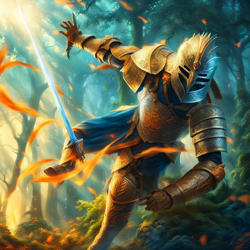 Warrior's Leap: A Vibrant Fantasy Matte Painting