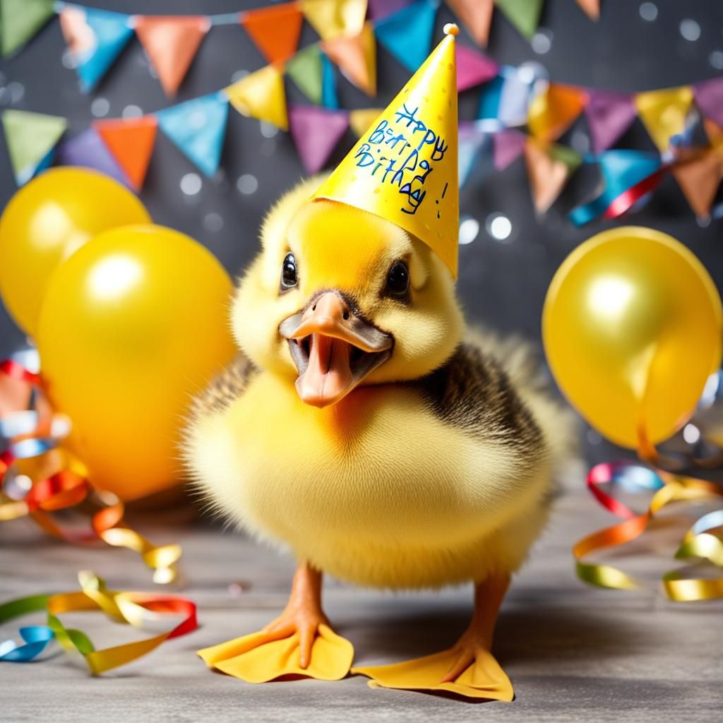 Yellow Duckling Celebrates a Birthday