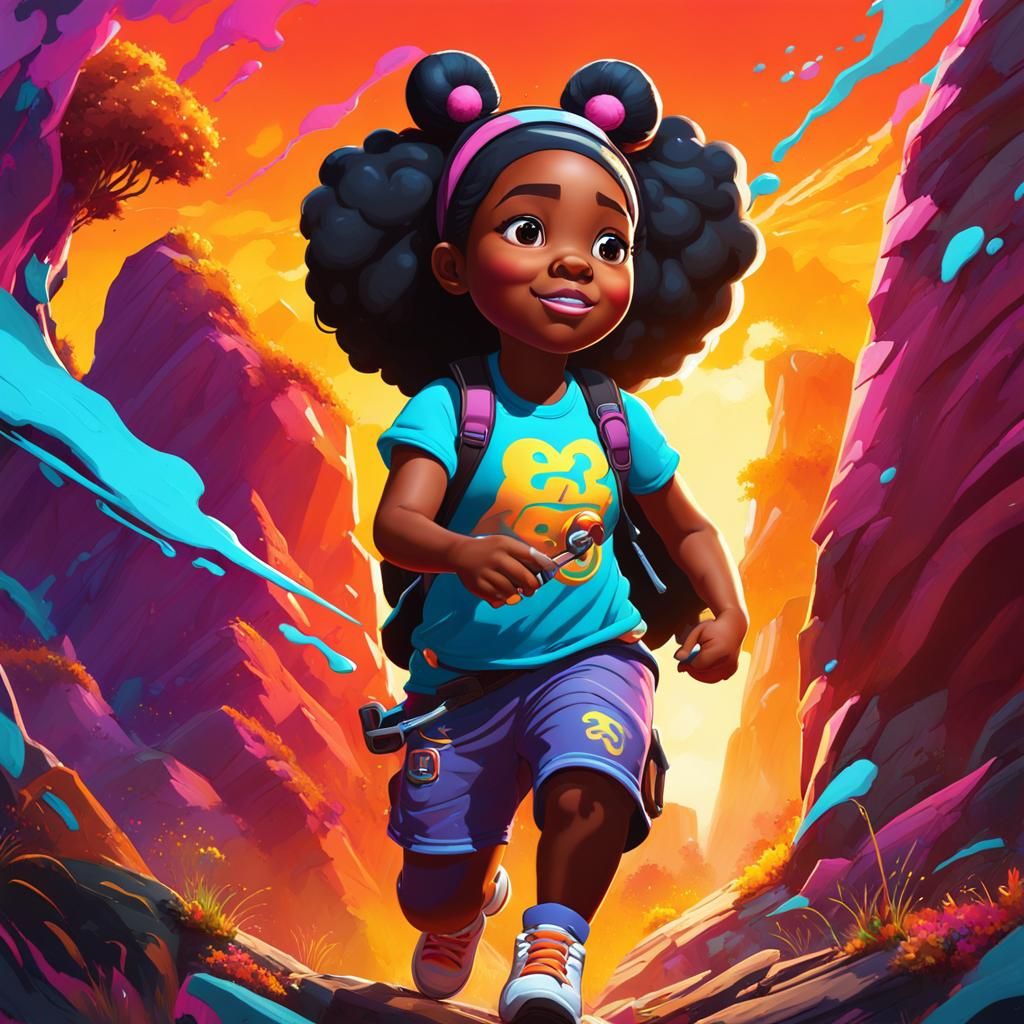 Black Girl Horseback Riding in Georgia, 3D Digital Art