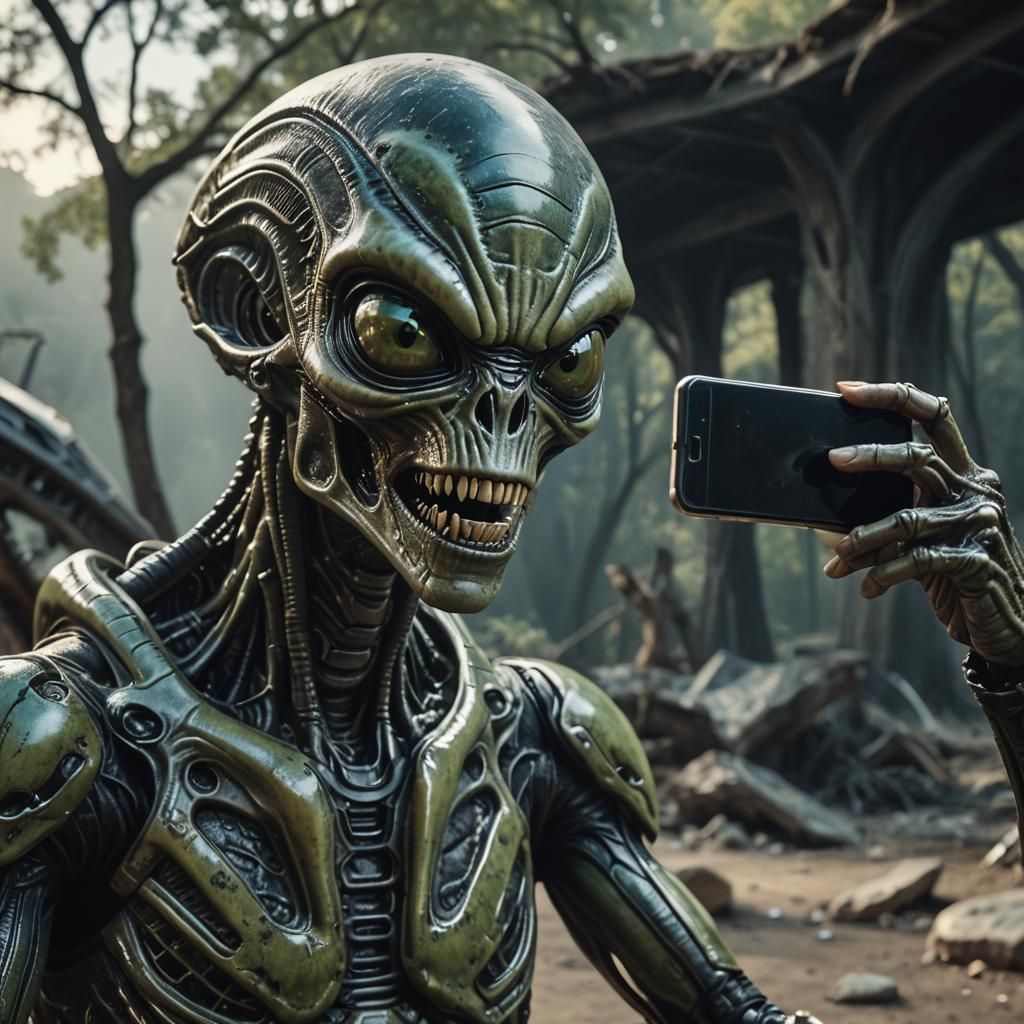 Alien Self Portrait in Cinematic Style