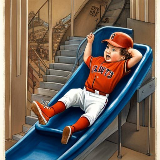 Giants Fan Toddler Slides on Coca-Cola Bottle