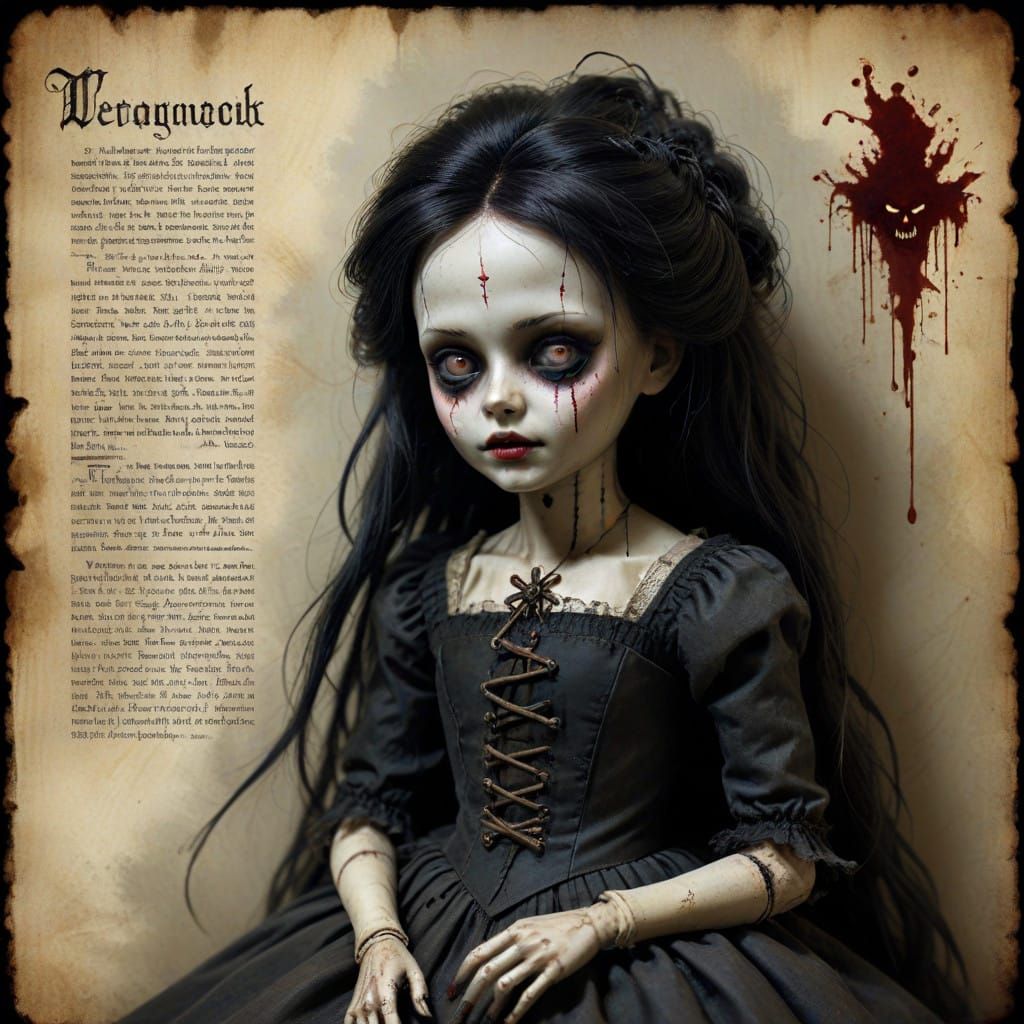 Creepy Victorian-Era Horror Font with Haunted Dolls and Veng...