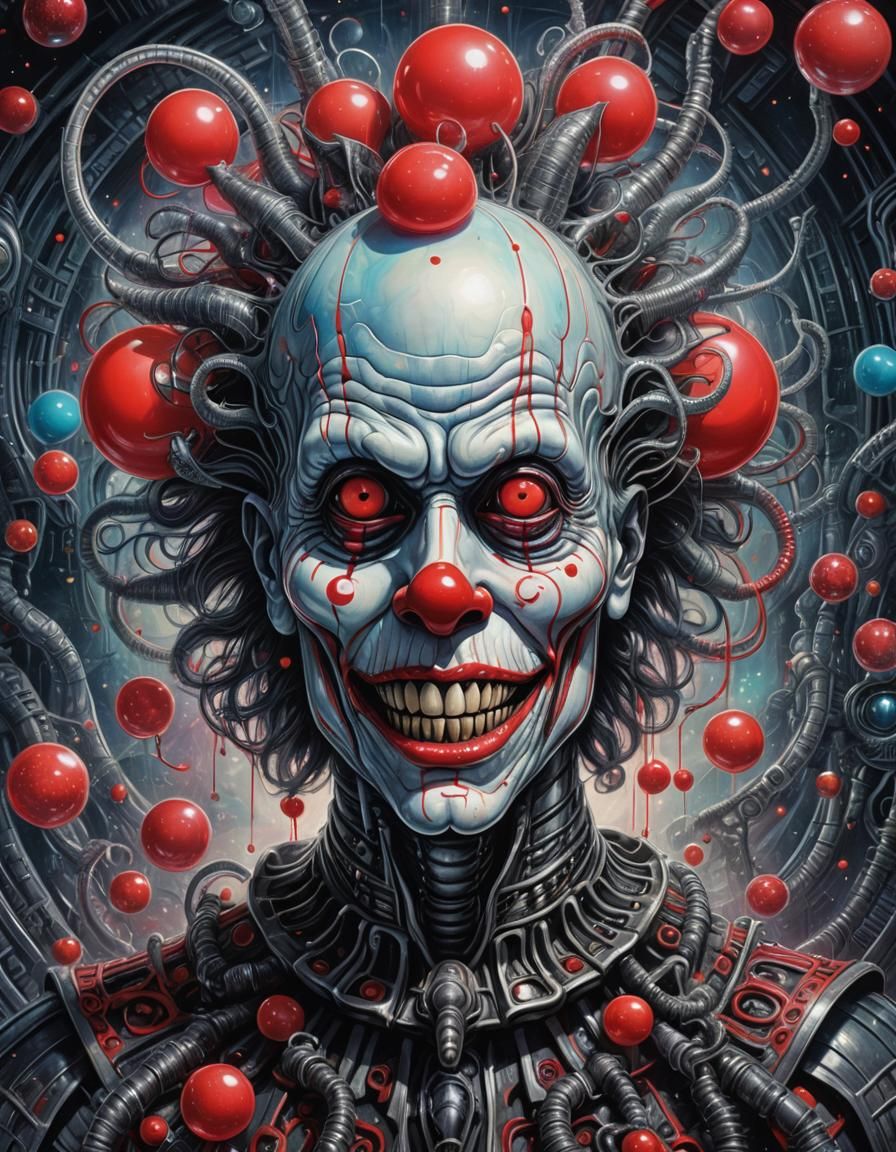 Giger-esque Clown Man Hybrid in Astral Illustration