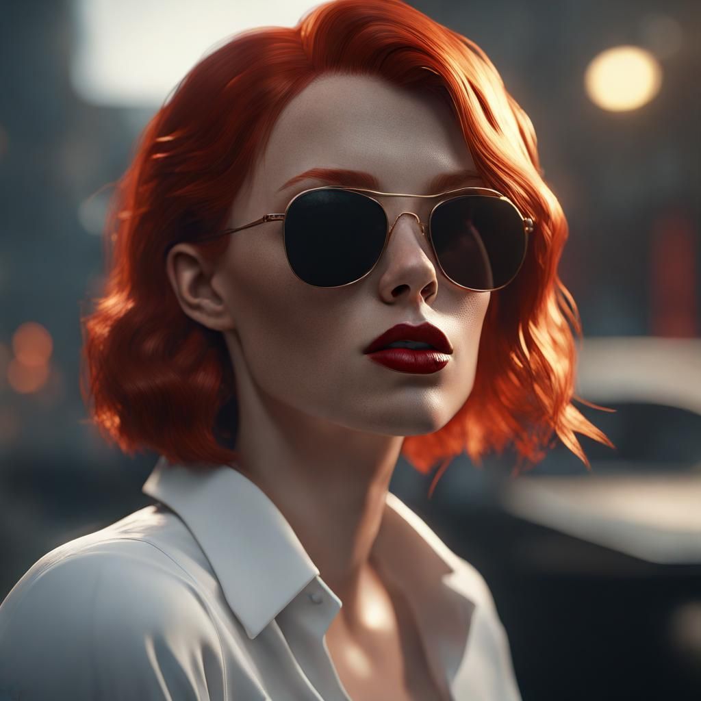 Redhead Smoking Cigarette in 3D Game Style