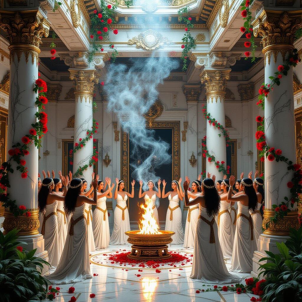 Mystical Temple Ritual with Priestesses