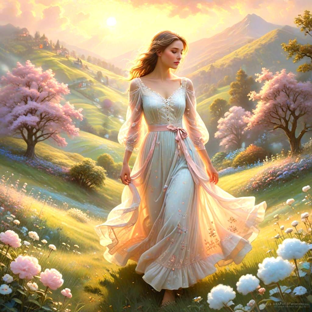 Whimsical, Ethereal Landscape in Soft Pastels