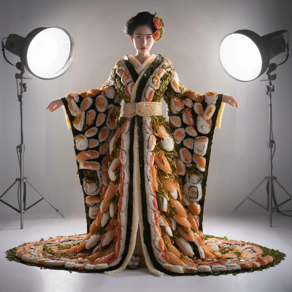 Sushi Kimono: A Hyperrealistic Culinary Portrait