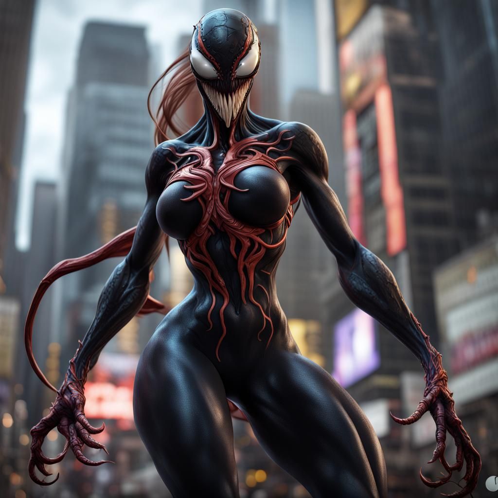 Venom Female Temptress in NYC: Digital Art