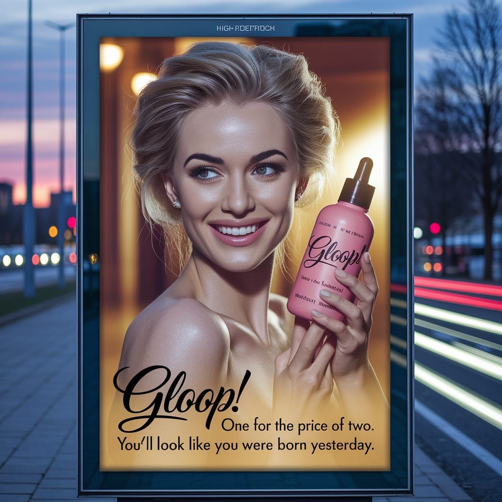 Elegant Roadside Poster Captures Enchanting Woman