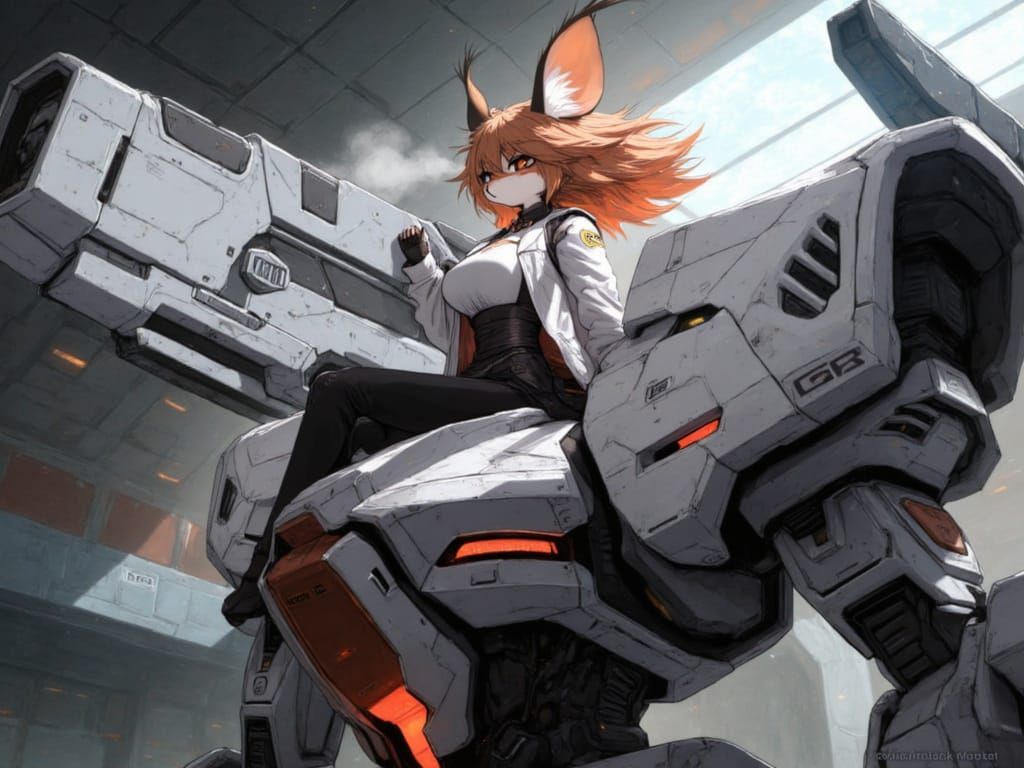 Fantasy Mech Rider in Sci-Fi Anime Style