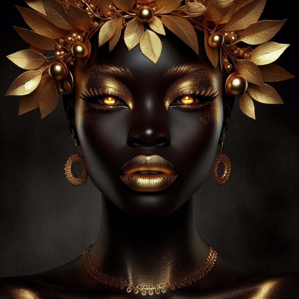 Golden Goddess: A Hyperrealistic Portrait in Gold