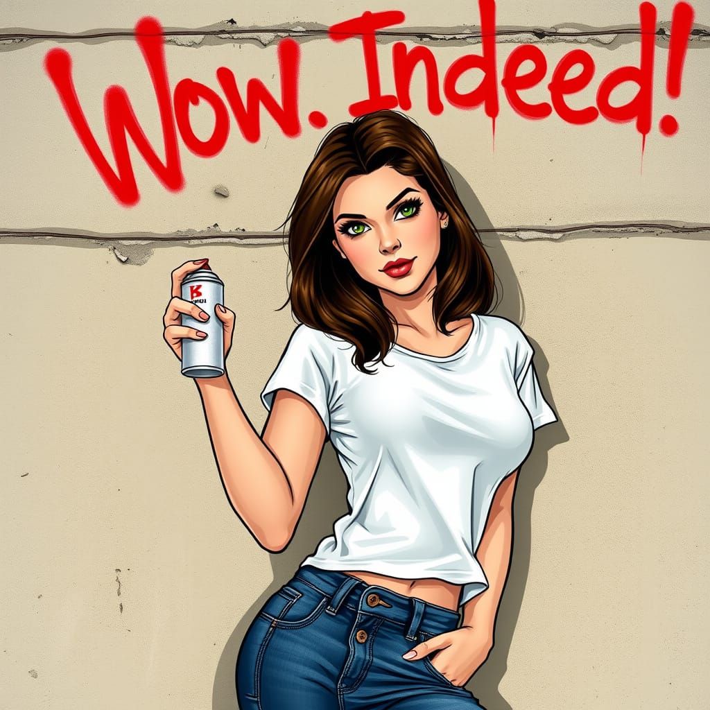 Seductive Street Art Pin-Up in Graffiti Style