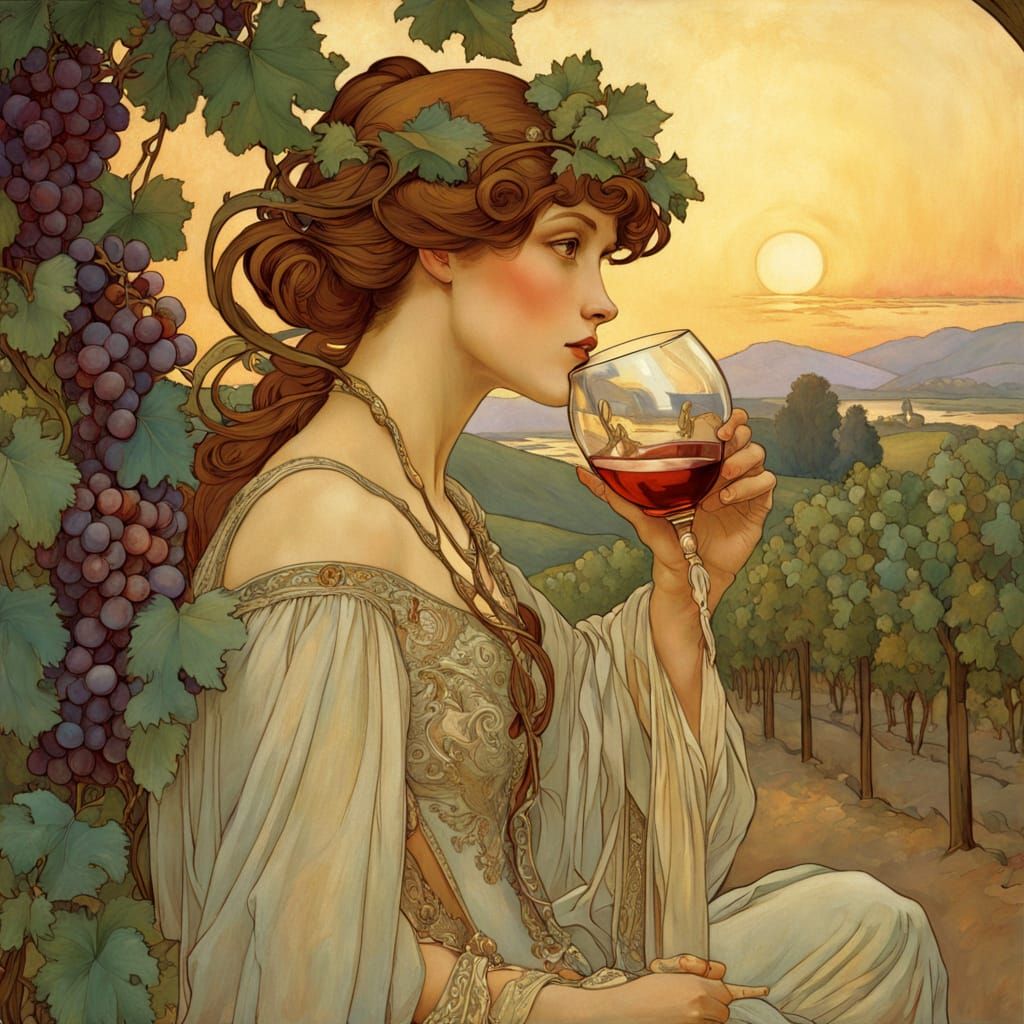 Elegant Italian Woman in Sonoma Valley Vineyard at Sunset
