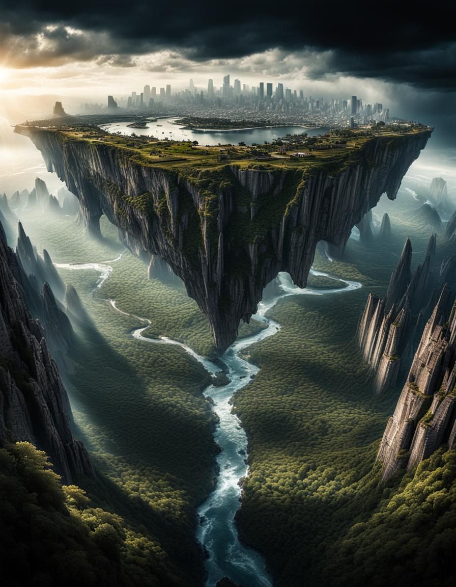 Surreal Upside Down World Landscape in HDR