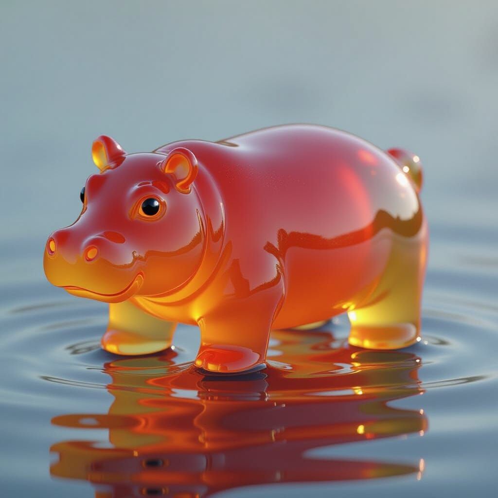 Adorable Transparent Jelly Hippo Candy Art
