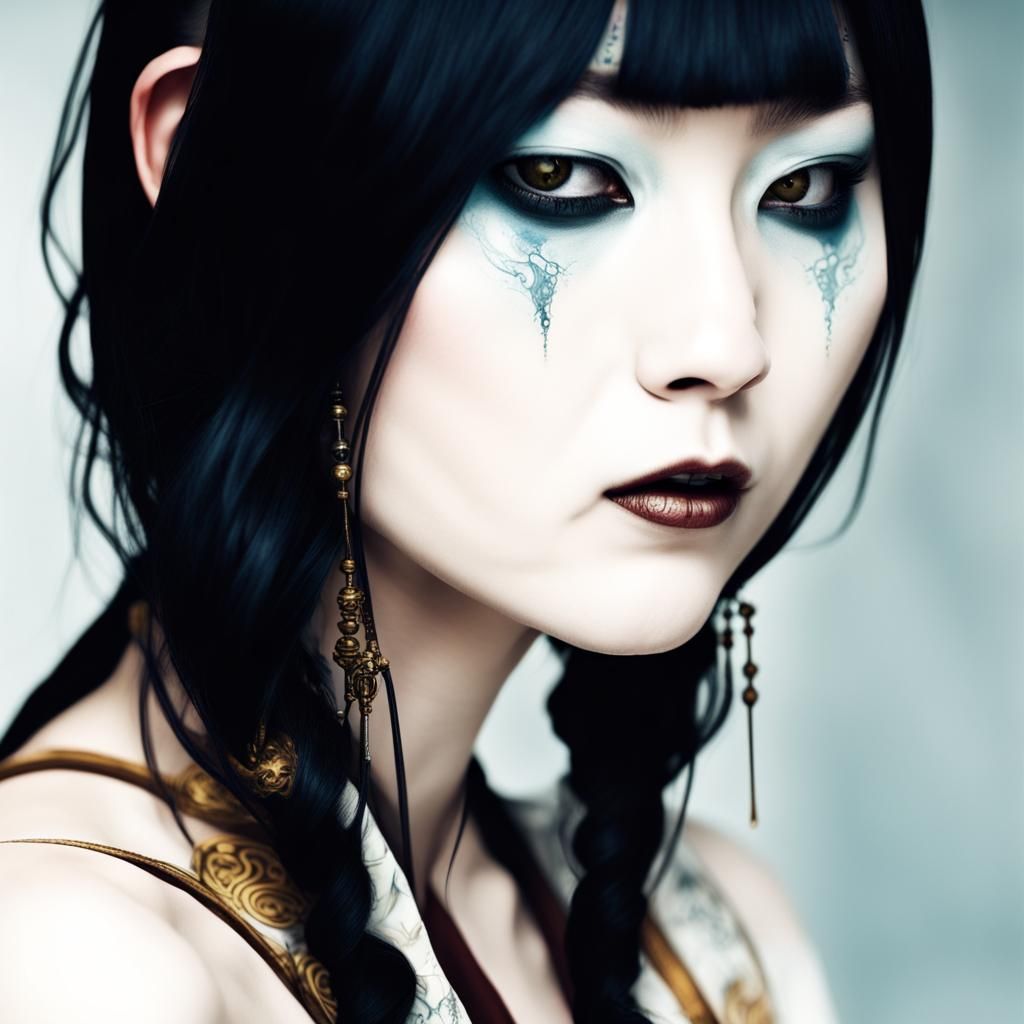 Steampunk Japanese Ghost Demon in Etheric Temple